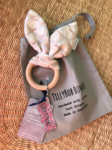 SALE TillyBob Teether - Liberty Print Peacocks