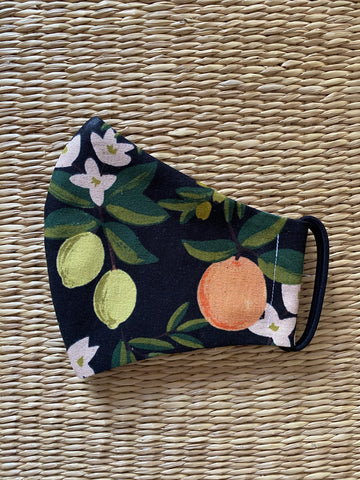 Rifle Paper Co. - Citrus Floral Black - Adult Cotton Face Mask