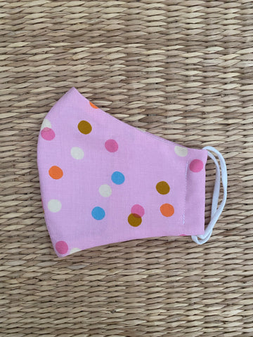 NEW! Cotton Face Mask - CHILD - polka dot peony